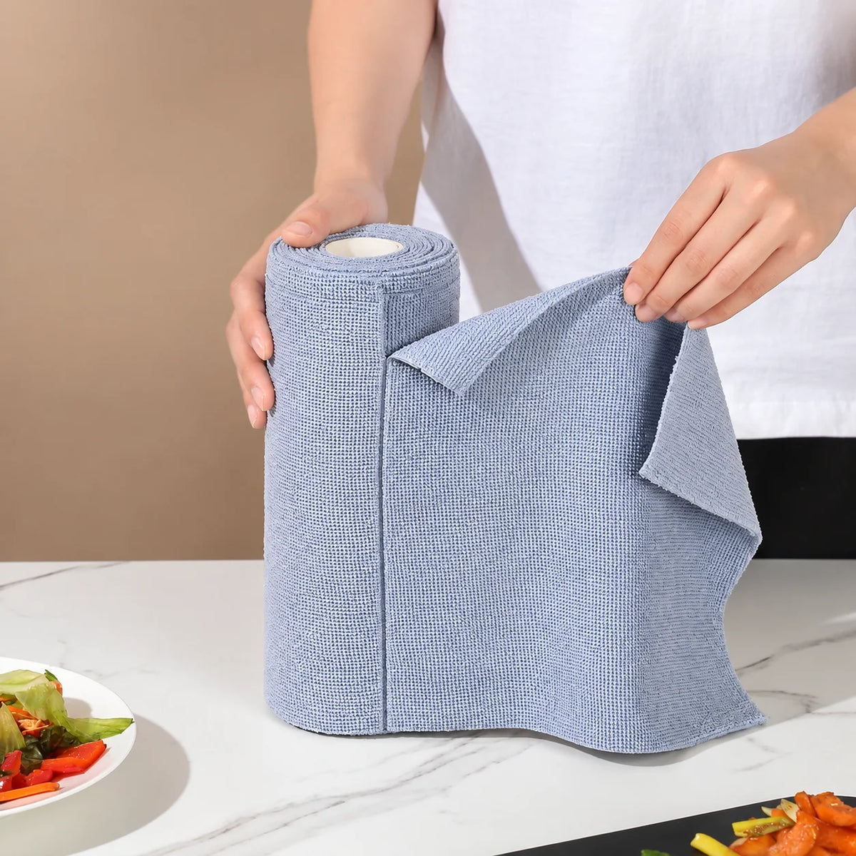 Microfiber Cleaning Cloth Roll, Reusable Kitchen Towel Roll,  Kitchen, car Cleaning, (Pink, Grey Cloth_30 Pcs)