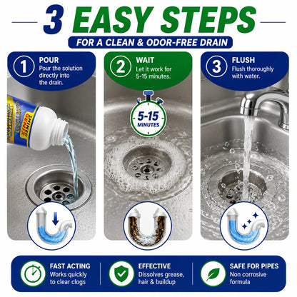 (Buy 1 Get 3 Free) Drain Cleaner Powder Sink & Pipe Blockage Cleaner – Fast Acting Drainage Block Remover for Kitchen Sink